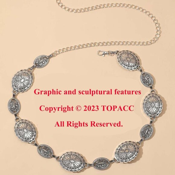 Western Metal Concho Belt for Women Cowgirl Chain Belts for Dresses Jeans Countr - Picture 6 of 9